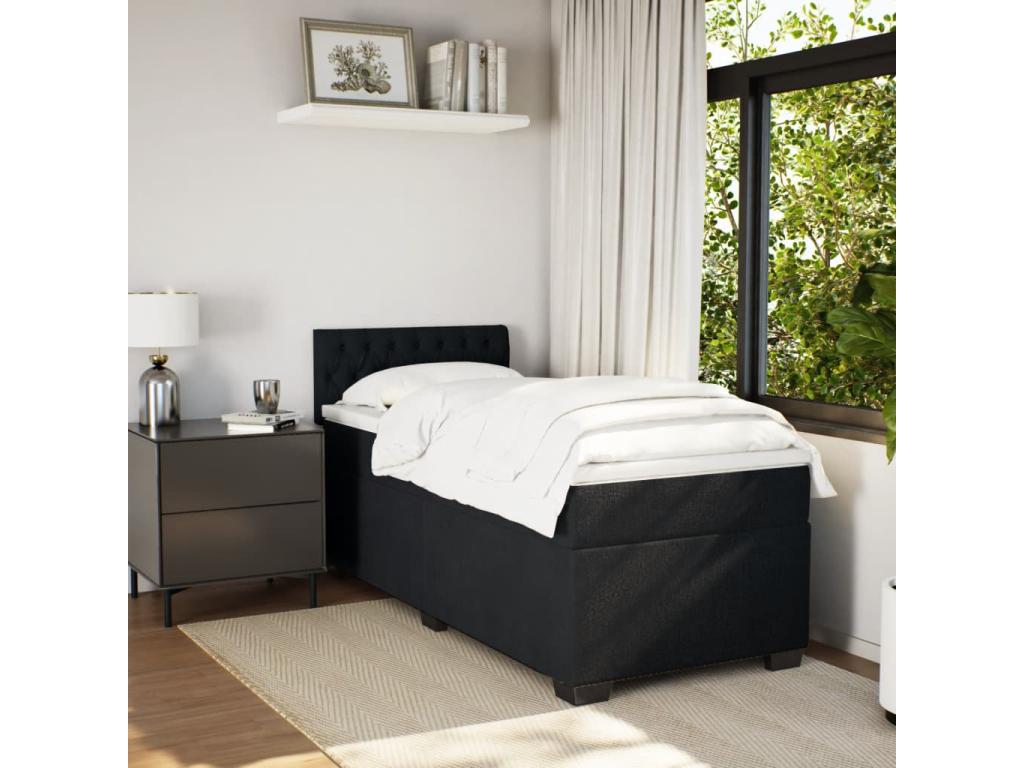 Ventoriq bed base and mattress, black, 80x200 cm, velvet, NIRB52559