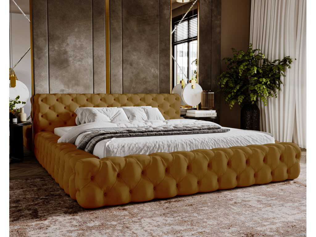 Lumenao Upholstered Bed with Storage, Lumenao Adult Bed 160x200 cm - Gold, Lumenao 4325 KGMU95125