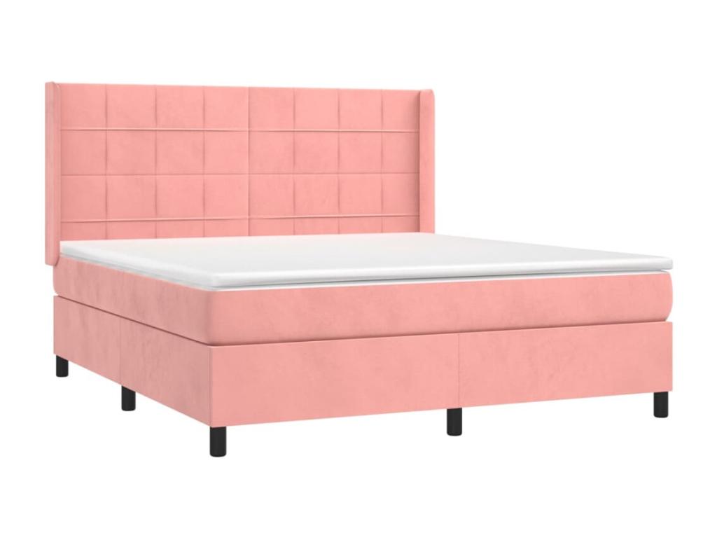 Upholstered bed base with mattress, Pink, 180x200 cm, Velvet, RLLD28800