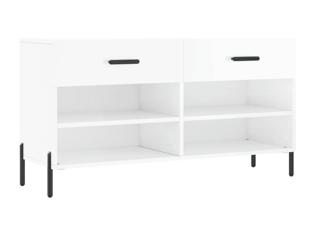 High-gloss white shoe bench 102x35x55 engineered wood WRZL32900