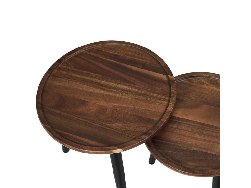 Lumenao - Set of 2 round nesting coffee tables in walnut-stained Lumenao KXBE45920