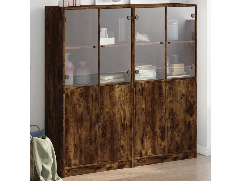 Bookcase with smoked oak doors, 136x37x142 cm, ULUG27753