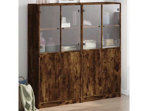 Bookcase with smoked oak doors, 136x37x142 cm, ULUG27753