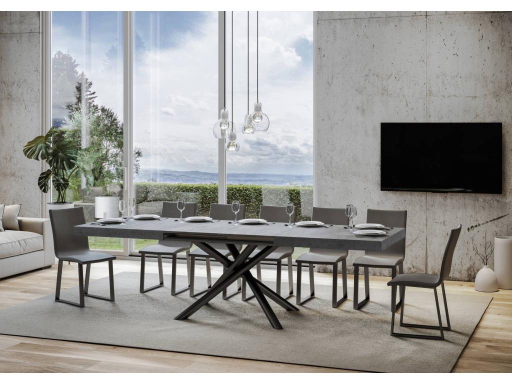 Lumenao extendable table 90x200/304 cm, Concrete Grey, Anthracite frame CHTA42958