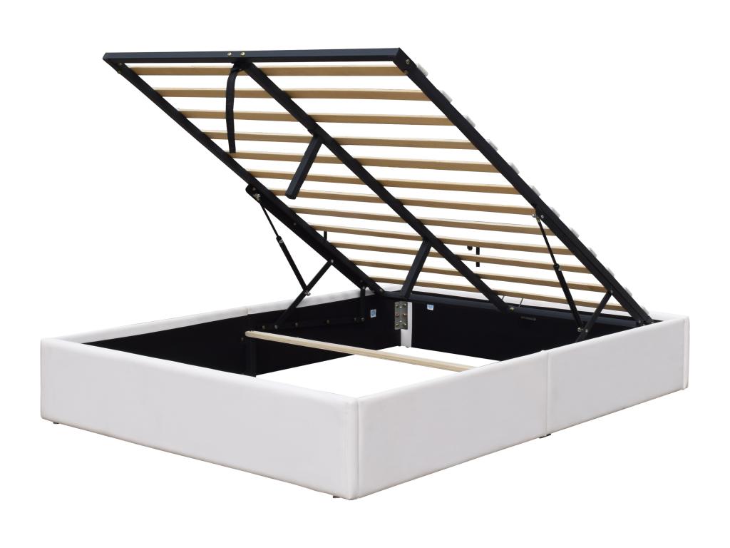 Grey Storage Bed with Legs for 160x200 cm Mattress - 2x14 Ventoriq - Quick Assembly SSBM62313