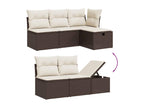 Garden furniture set with cushions, 7 pieces, brown woven resin KVHR71189