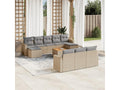 Ventoriq 11-piece garden furniture set and cushions, beige woven resin SVGO04120
