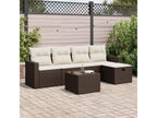 Garden furniture set with cushions, 6 pieces, brown woven resin ZXGW63940