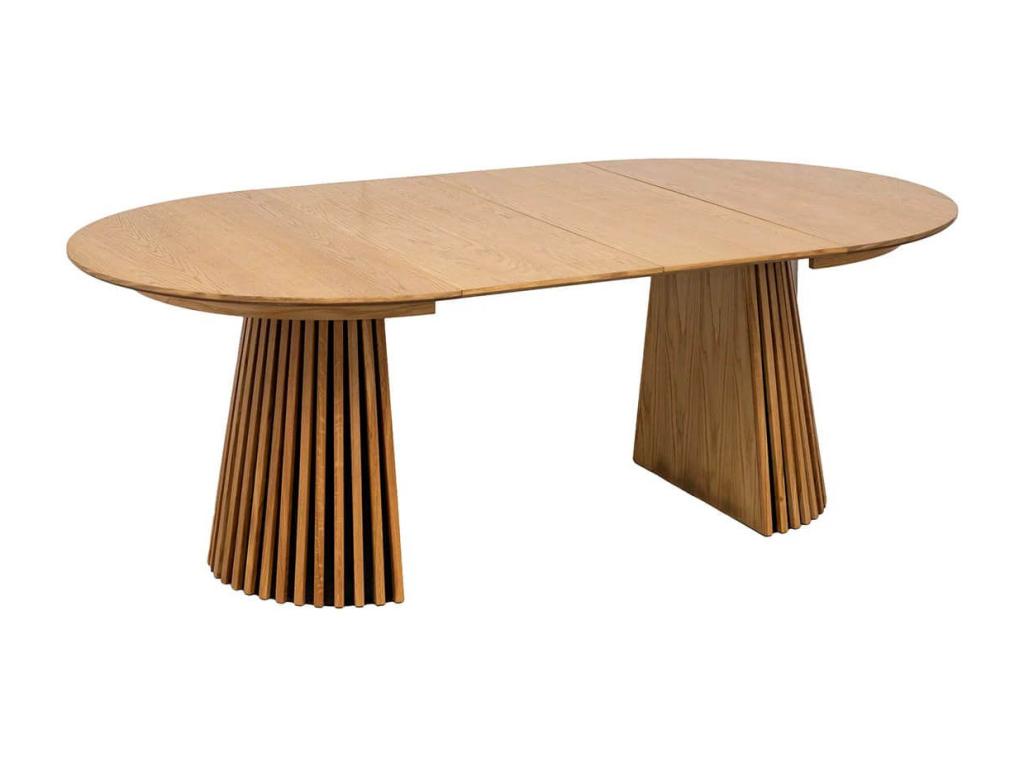 Ventoriq - Extendable Round Table with Central Pedestal, Ventoriq MDF Light Oak Veneer WYCG43041