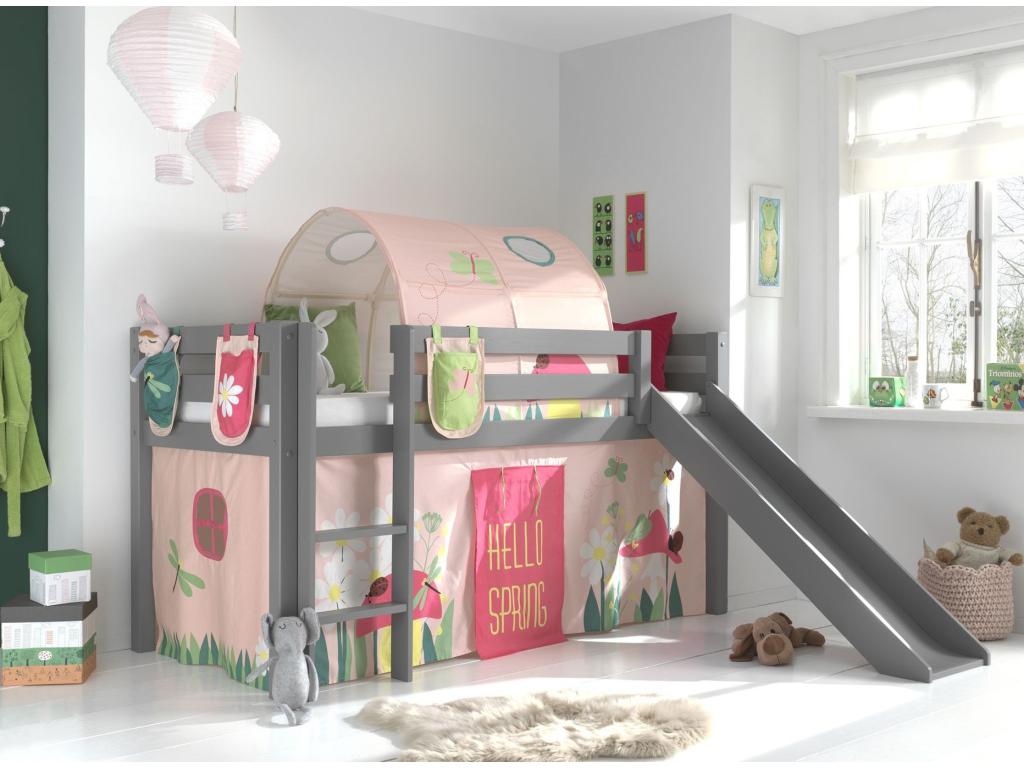 Lumenao Grey IQKQ95904 Tent Bed/Tunnel - Children's Bed with 3 Pockets / Tunnel