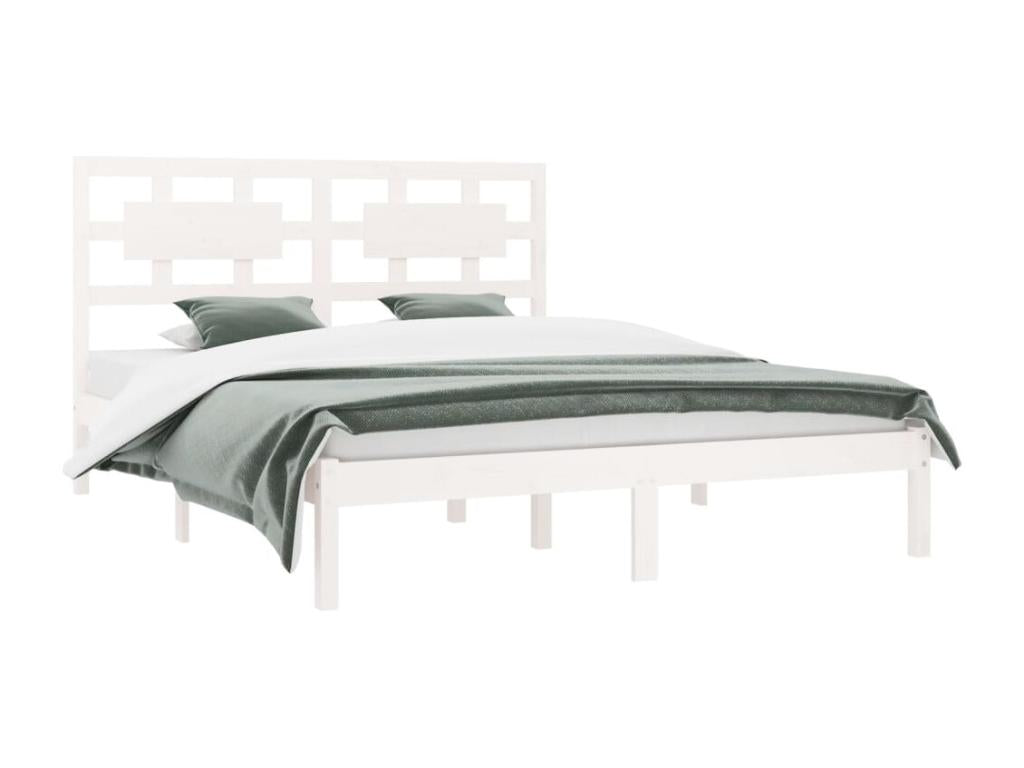 Bed frame without mattress white 140x200 cm solid pine wood JQIA62444