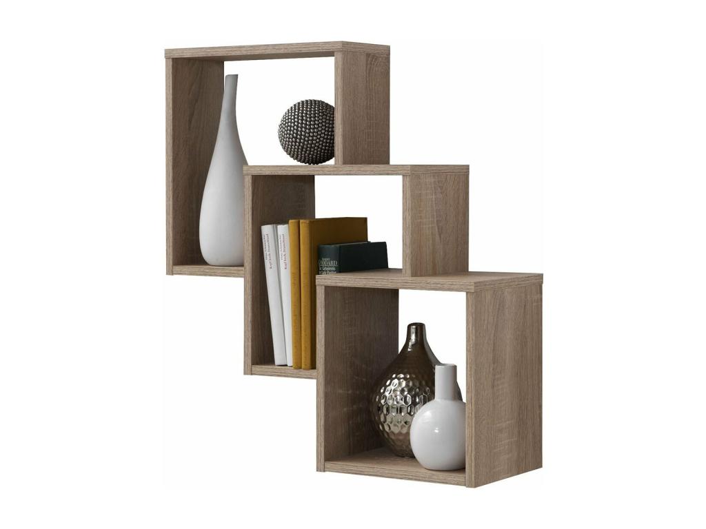 Wall Shelf with 3 Compartments, 65cm, Oak, WYII89630