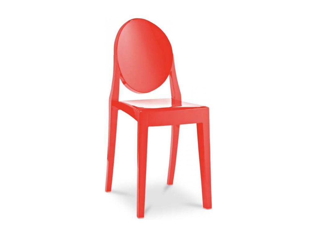 Designer chair in transparent or opaque polycarbonate - Lumenao Collection - Red Color DKRQ39614