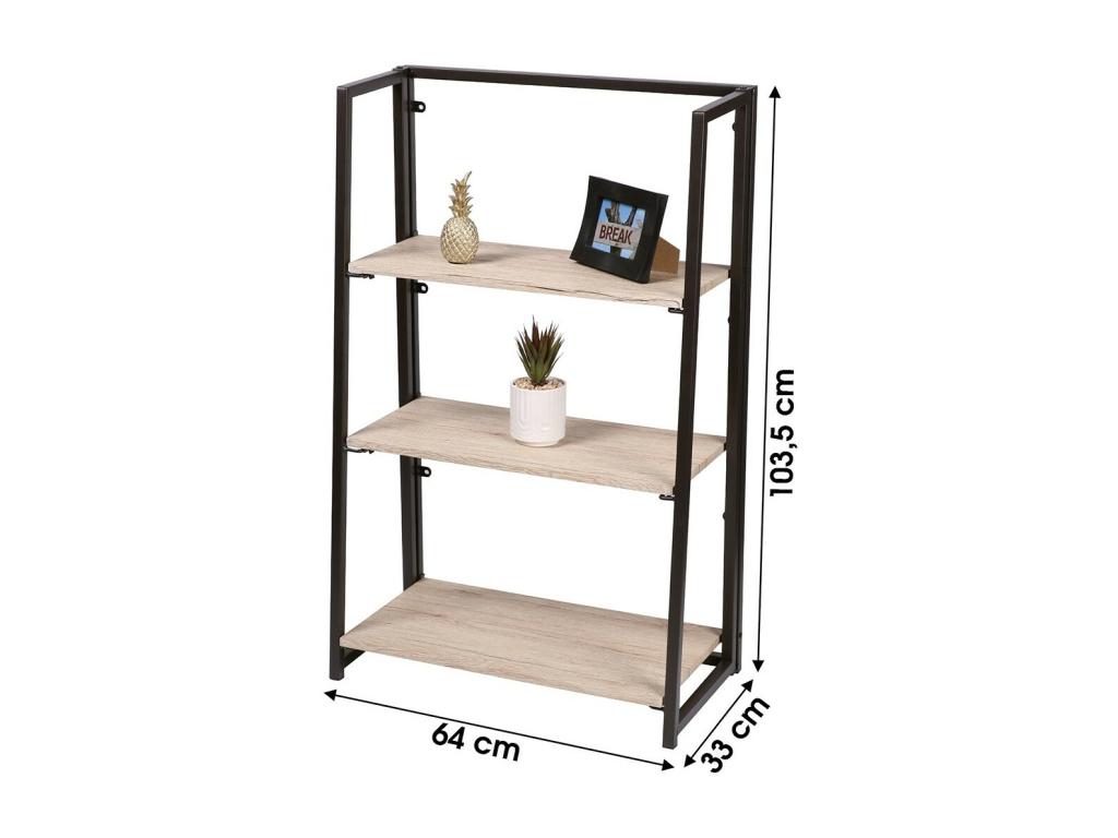 Shelves - 3-tier folding display stand from the Ventoriq collection – Industrial style, oak and black finish KFJA83126