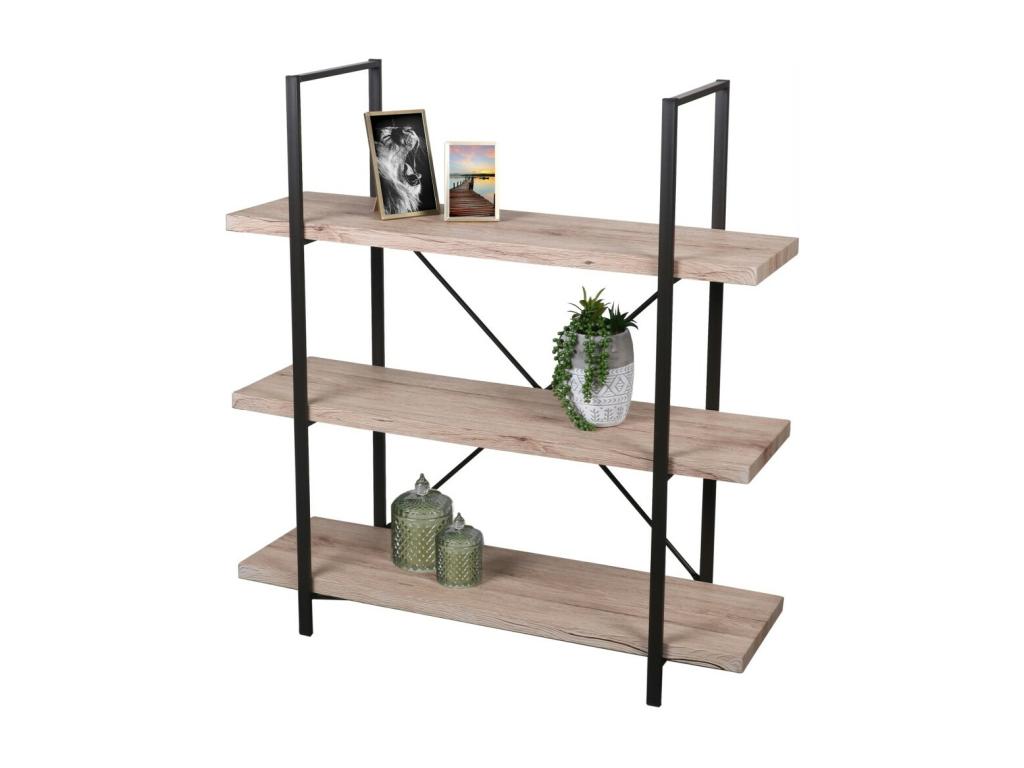 Small open bookcase with 3 wooden shelves, Ventoriq collection – Dimensions 100x33x106 cm SWUO88878