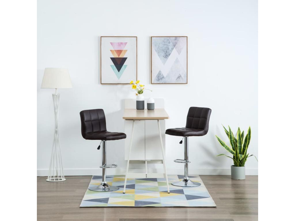 Bar stools, 2 pcs, Brown Faux Leather, 12 RHQD42295