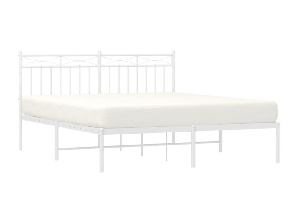 Metal bed frame with white headboard 160x200 cm MZTV28949