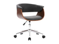 Swivel office chair, grey, bent wood and fabric, 3 LFNT24969