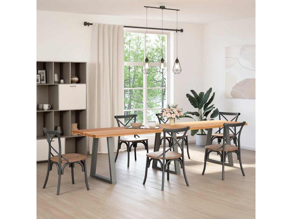 Light brown rectangular dining table 320x80x74 cm BFJA34521