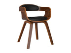 Black dining chair in bent wood and faux leather GQVJ86783