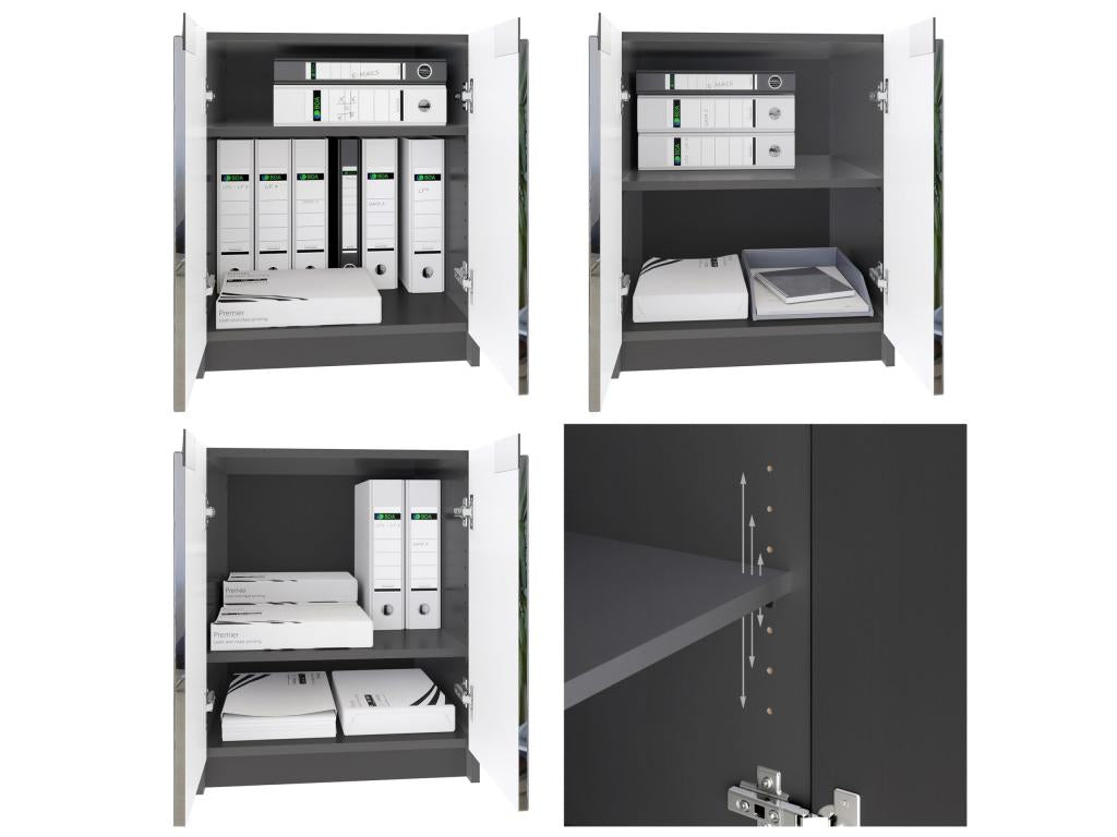 Matte Black Storage Cabinet with Nordic Oak Finish, WxHxD 51x60.5x54cm HGCC90484