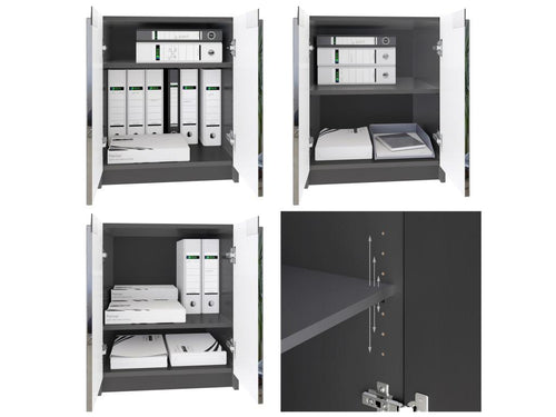 Matte Black Storage Cabinet with Nordic Oak Finish, WxHxD 51x60.5x54cm HGCC90484