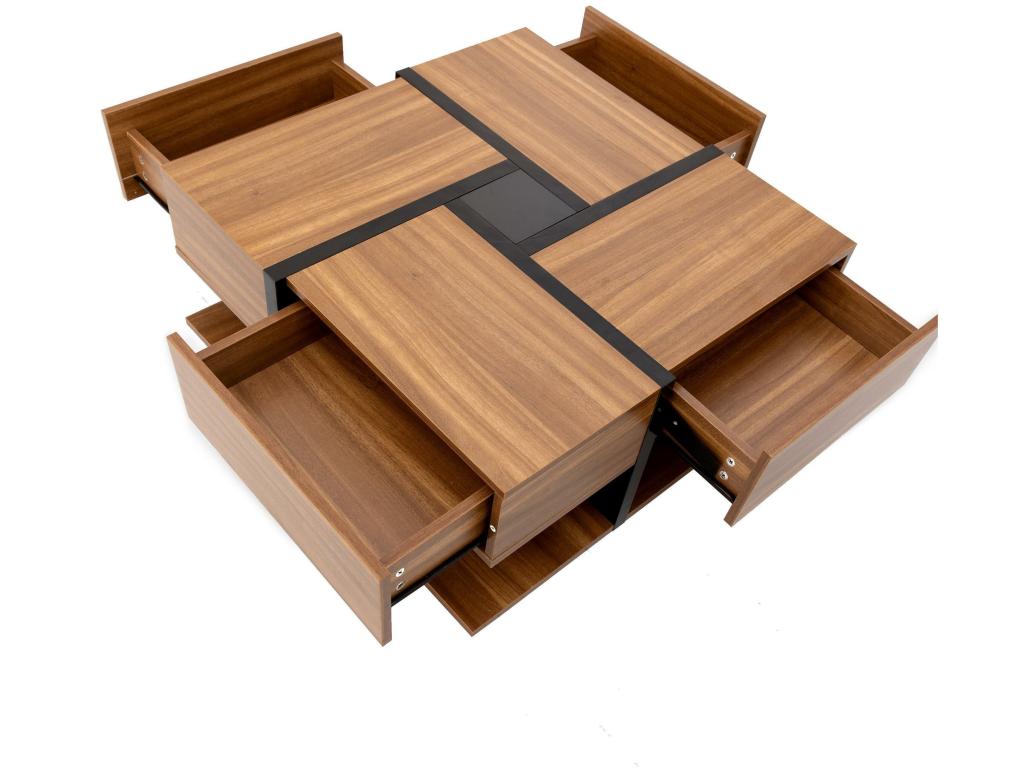 Coffee table - 4 drawers - particleboard - natural color BCLE25515