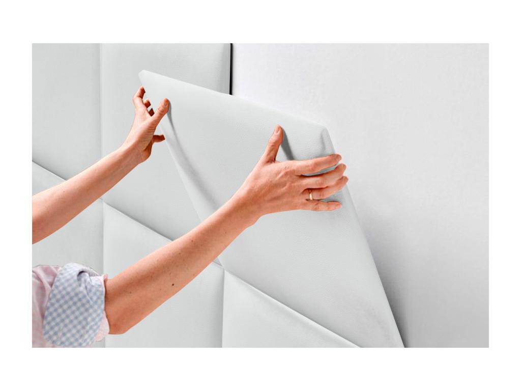 Lumenao Upholstered Headboard in High-Quality Faux Leather, with Interchangeable Self-Adhesive Panels, White, 200 cm WVOA11536