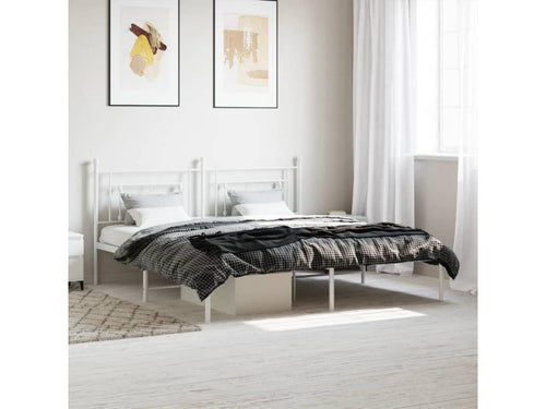 Metal bed frame without mattress and white headboard 180x200 cm QRGI30587
