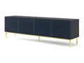TV stand/Hi-Fi cabinet on legs, Black/Navy Blue, 200x42x58cm, RAVI F PEINT, Gold Framed Legs QGJD12715