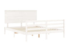 Lumenao solid wood bed frame with white headboard WBCP35889
