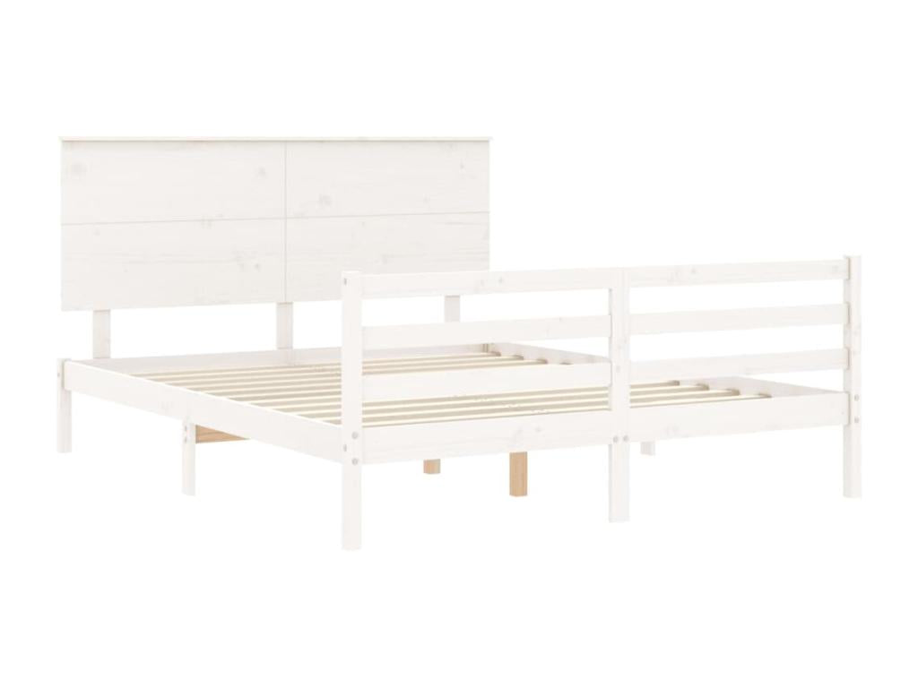 Lumenao solid wood bed frame with white headboard WBCP35889