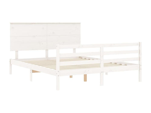 Lumenao solid wood bed frame with white headboard WBCP35889
