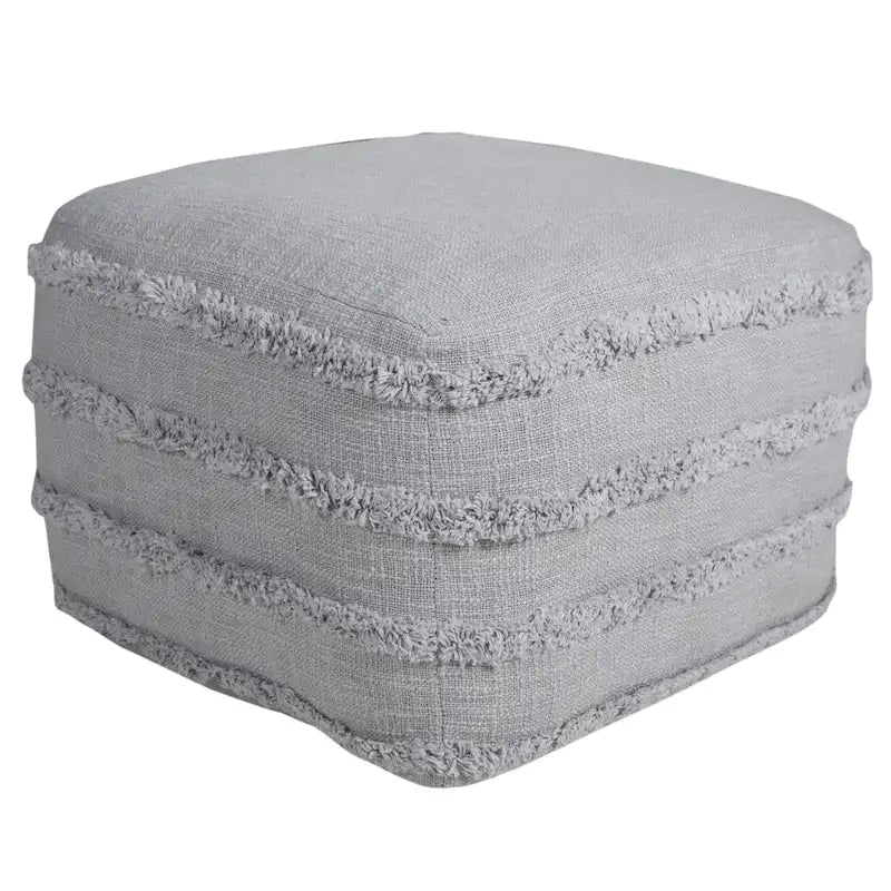 Sevita Solid Textured Stripe Pouf Ottoman