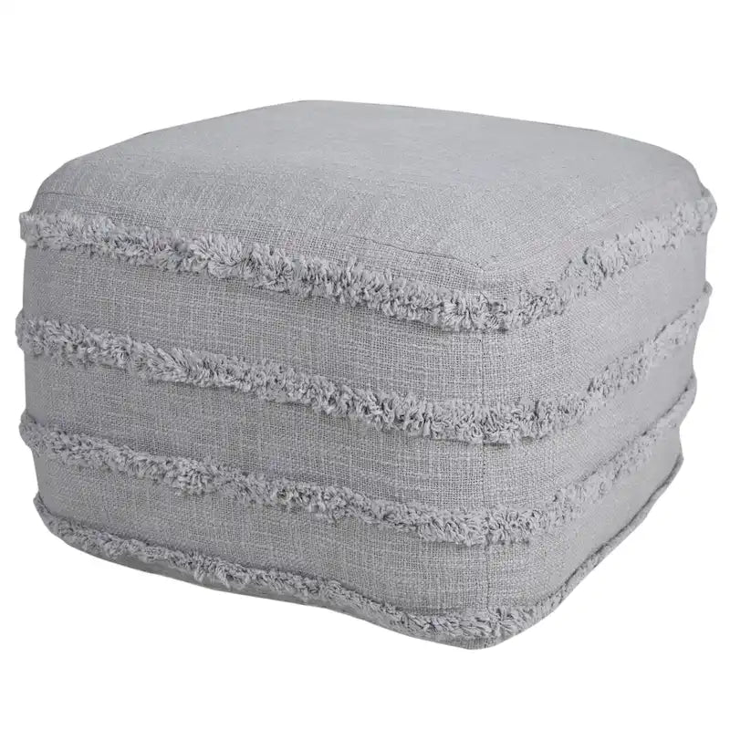 Sevita Solid Textured Stripe Pouf Ottoman