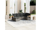 6-piece garden furniture set with grey resin wicker cushions DZZA07653