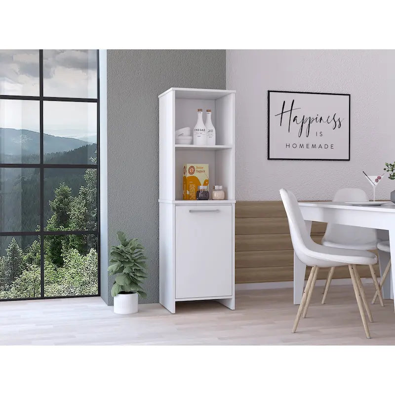 FM Furniture Danforth Pantry Cabinet, Single Door Cabinet, Four Shelves