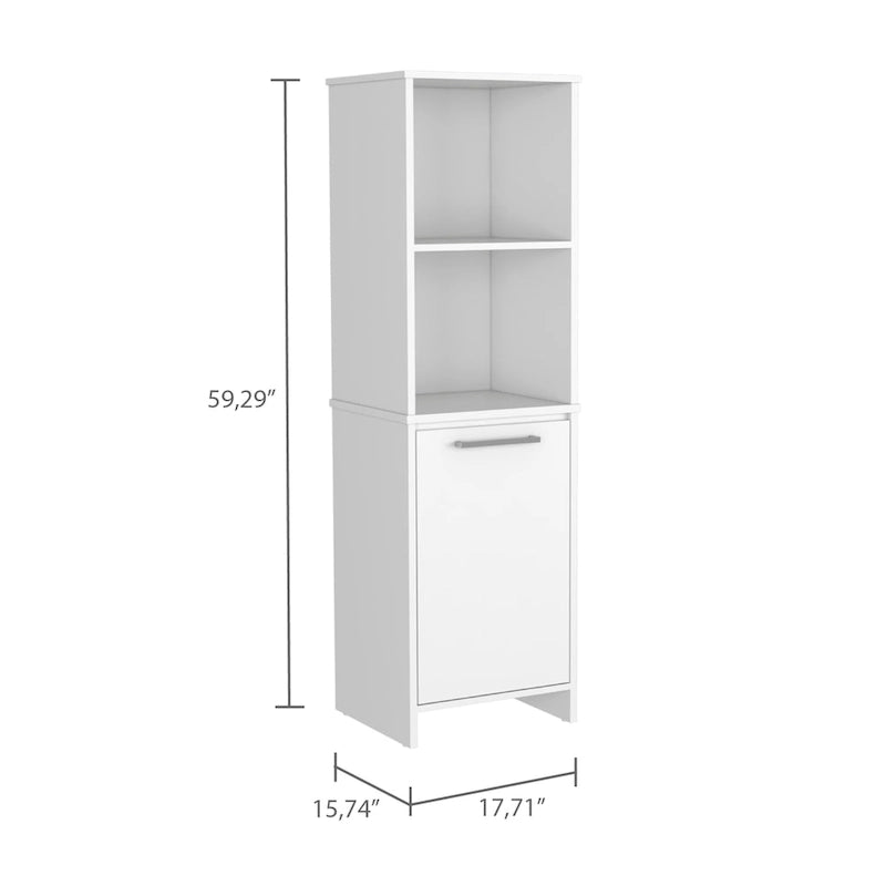 FM Furniture Danforth Pantry Cabinet, Single Door Cabinet, Four Shelves