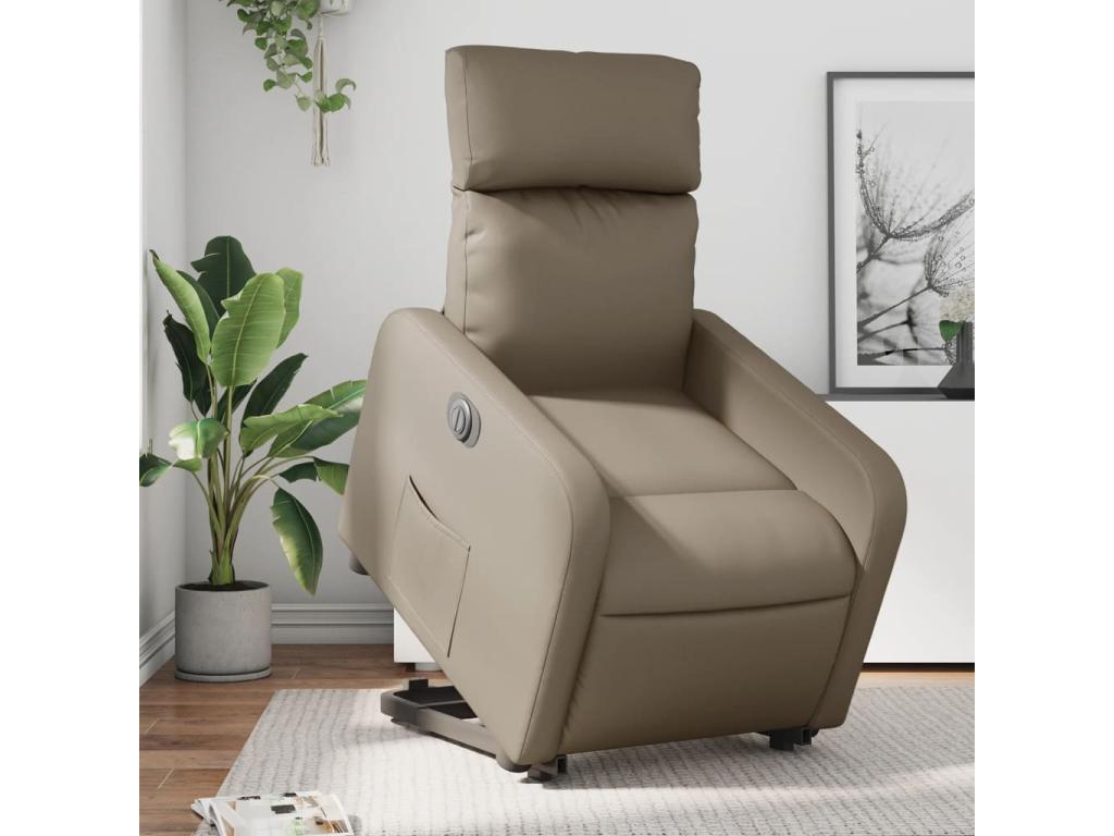 Electric recliner armchair, cappuccino color, faux leather, FBGS53341