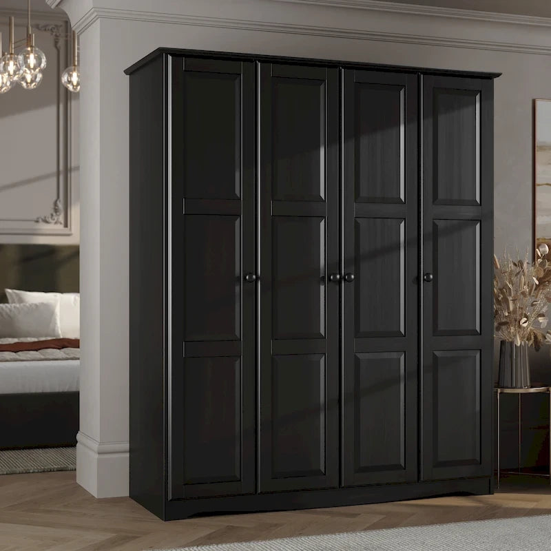 100% Solid Wood Regal 4-Door Wardrobe Armoire by Palace Imports
