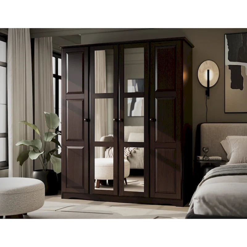 100% Solid Wood Regal 4-Door Wardrobe Armoire by Palace Imports