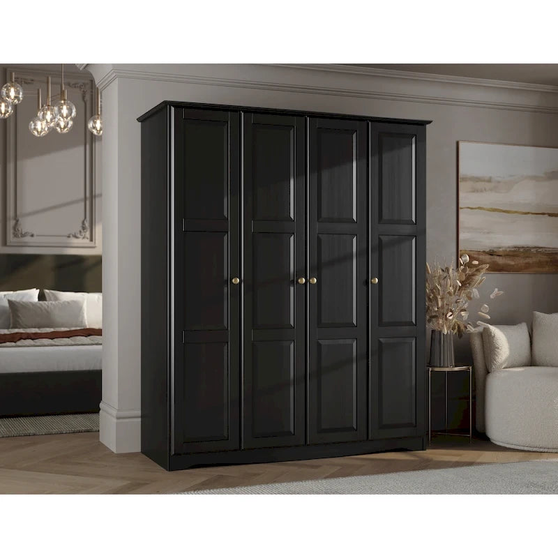 100% Solid Wood Regal 4-Door Wardrobe Armoire by Palace Imports