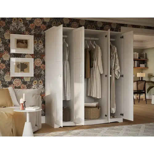 100% Solid Wood Regal 4-Door Wardrobe Armoire by Palace Imports