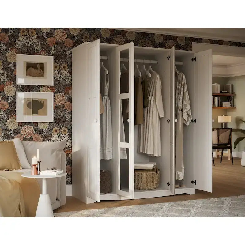 100% Solid Wood Regal 4-Door Wardrobe Armoire by Palace Imports