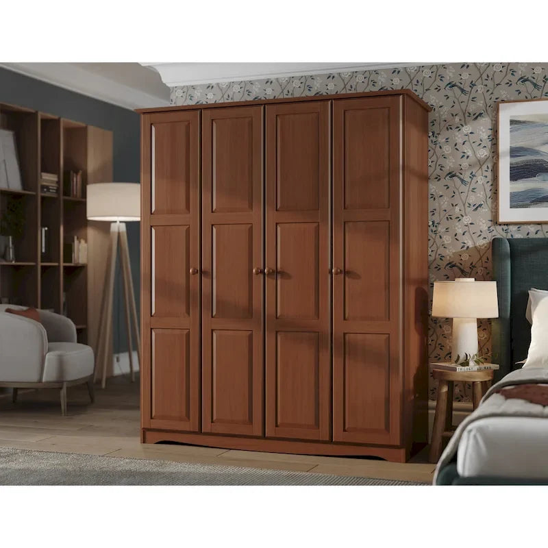 100% Solid Wood Regal 4-Door Wardrobe Armoire by Palace Imports
