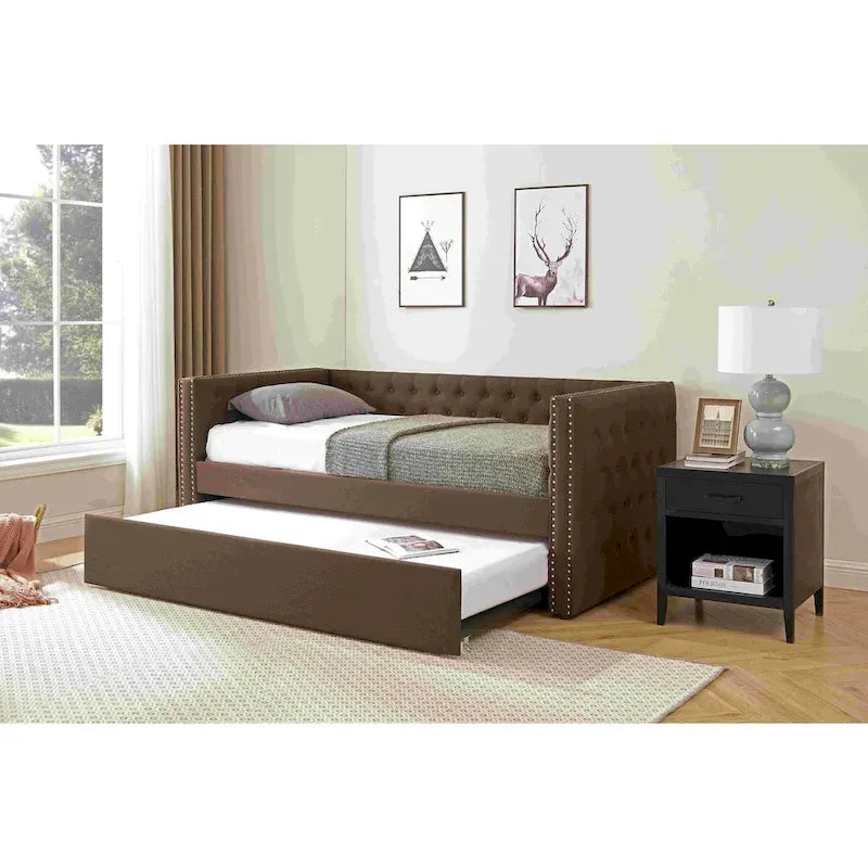 Upholstered Daybed with Trundle