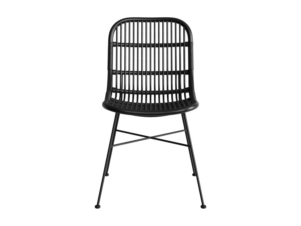 Rattan chair with black metal legs, set of 2 - Lumenao PJAB84444