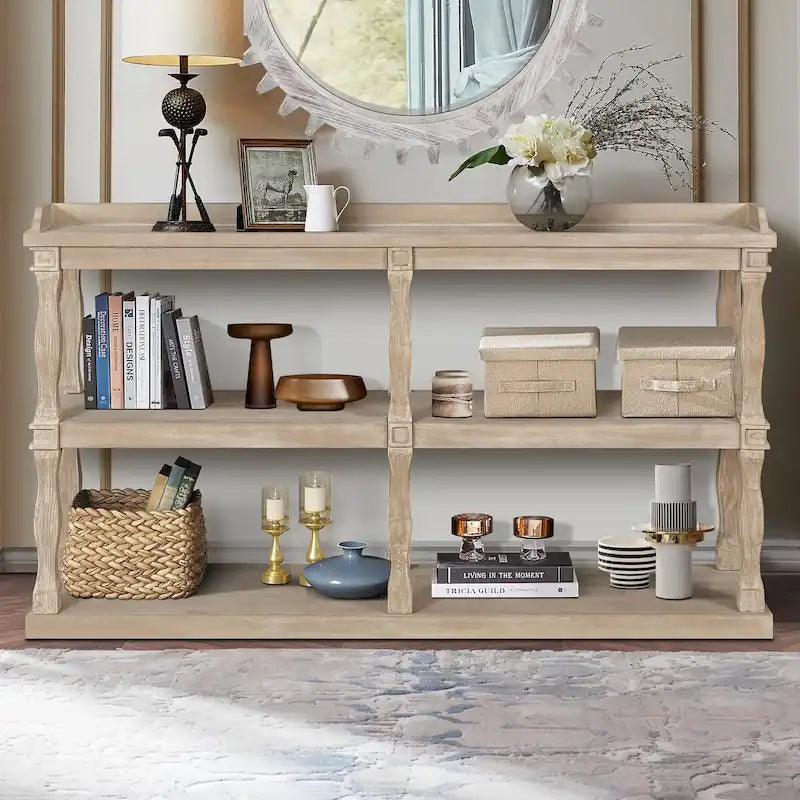 Console Table with 3-Tier Open Storage Spaces - N/A