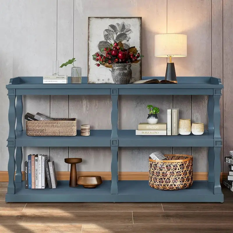 Console Table with 3-Tier Open Storage Spaces - N/A