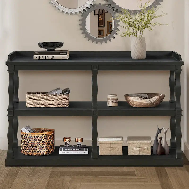 Console Table with 3-Tier Open Storage Spaces - N/A